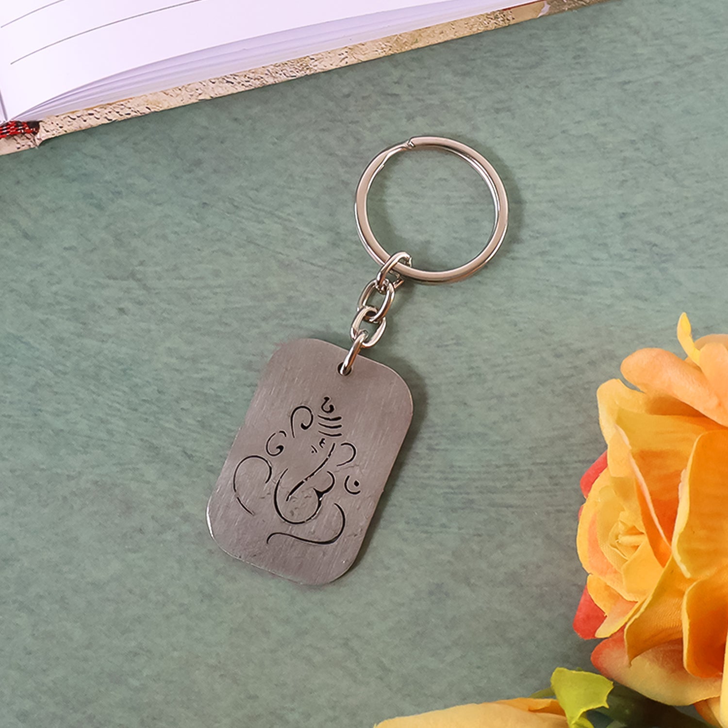 Auspicious Ganesh Cut-Out Metal Keychain - (1 Pc) Auspicious Ganesh Cut-Out Metal Keychain - (1 Pc)